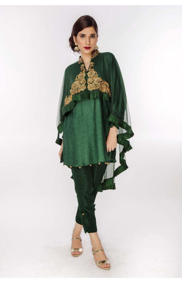 Green Cape Net with body embroidery